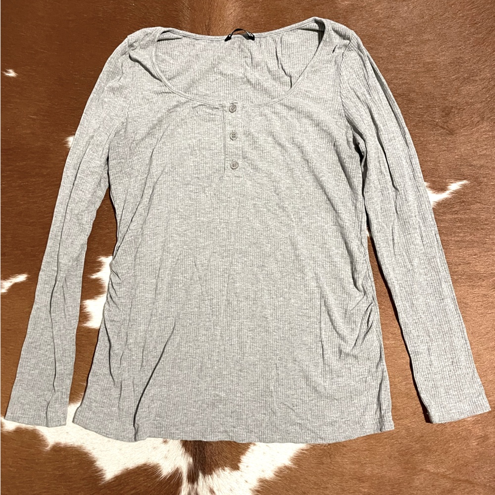 Maternity half button long sleeve